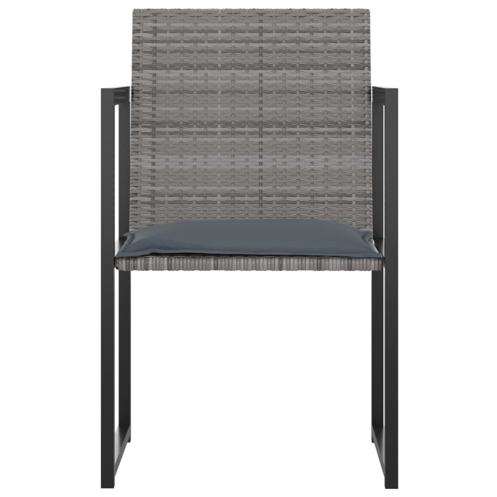 5Pcs conjunto de jantar p/ exterior c/ almofadões vime PE cinza