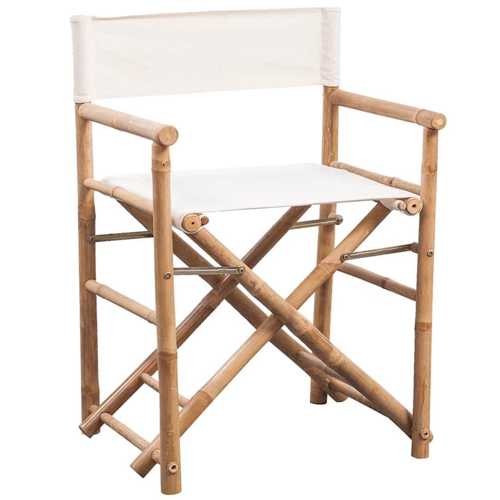 Cadeiras de diretor dobráveis 2 pcs bambu e lona