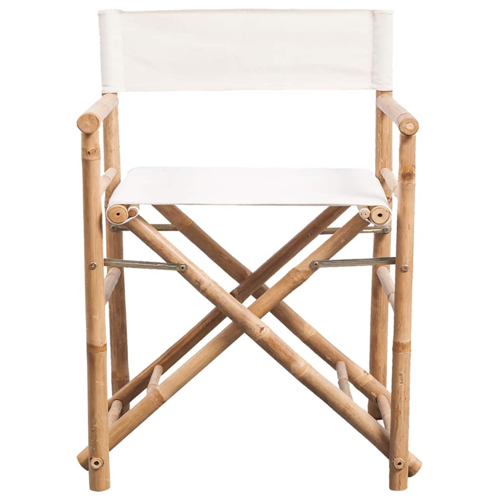 Cadeiras de diretor dobráveis 2 pcs bambu e lona