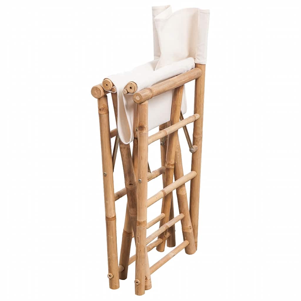 Cadeiras de diretor dobráveis 2 pcs bambu e lona
