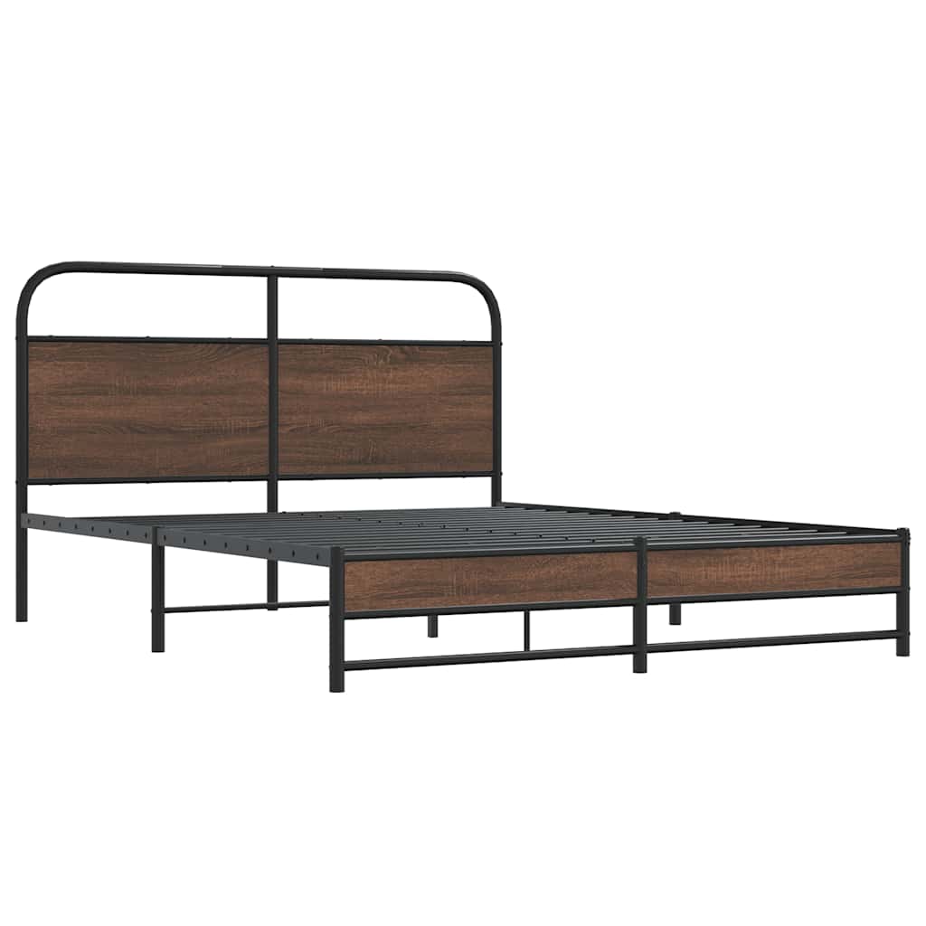 Estrutura cama sem colchão 160x200 cm metal carvalho castanho
