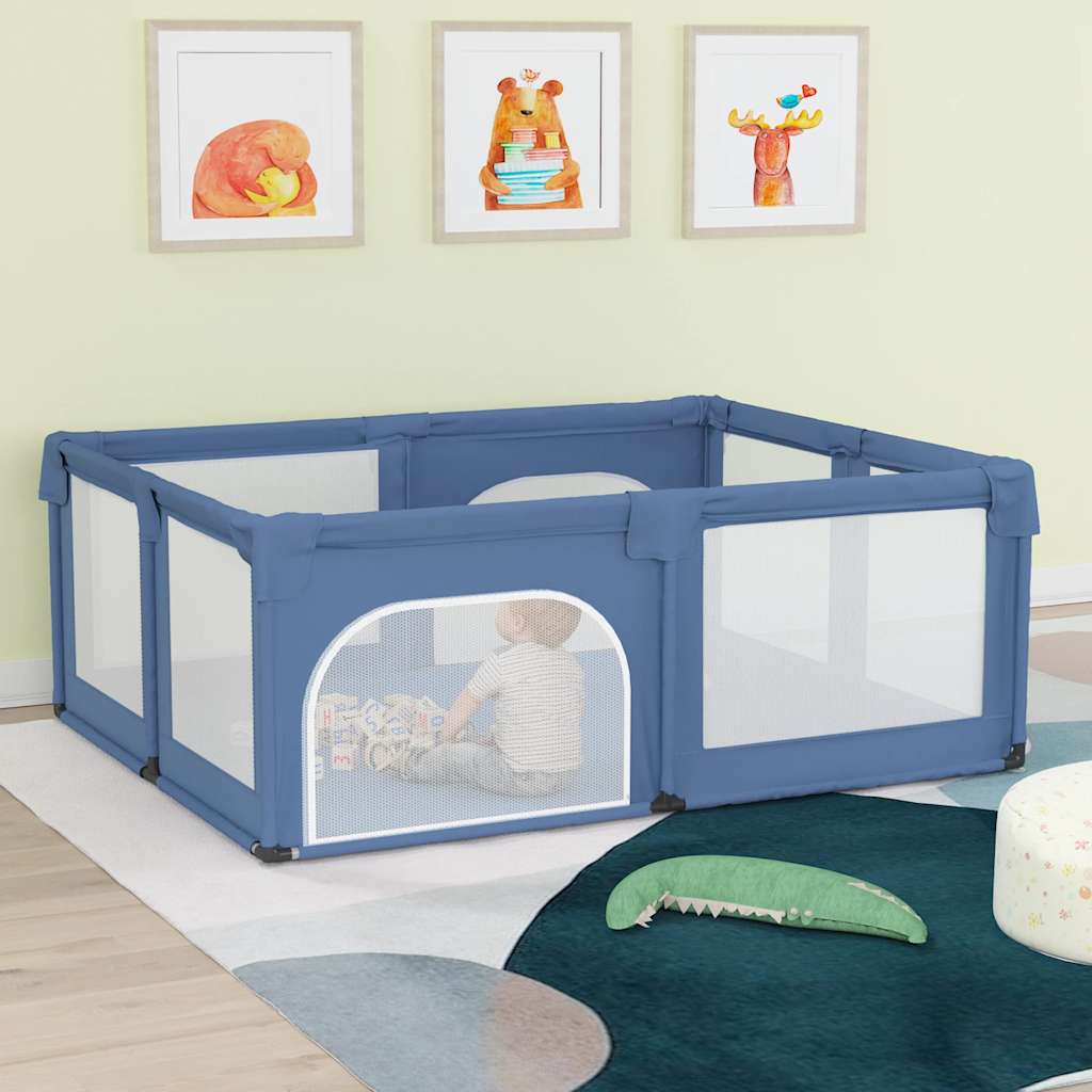 Parque para bebés com 2 portas tecido oxford azul-claro