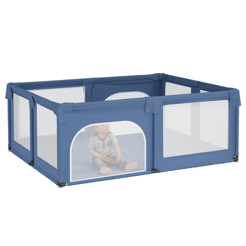 Parque para bebés com 2 portas tecido oxford azul-claro