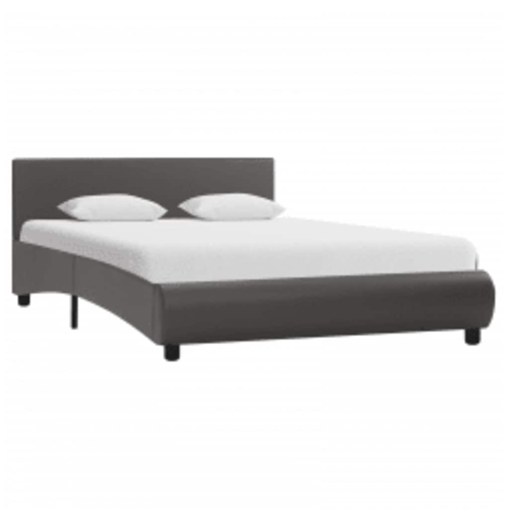 Estrutura de cama com LED 140x200 cm couro artificial cinzento