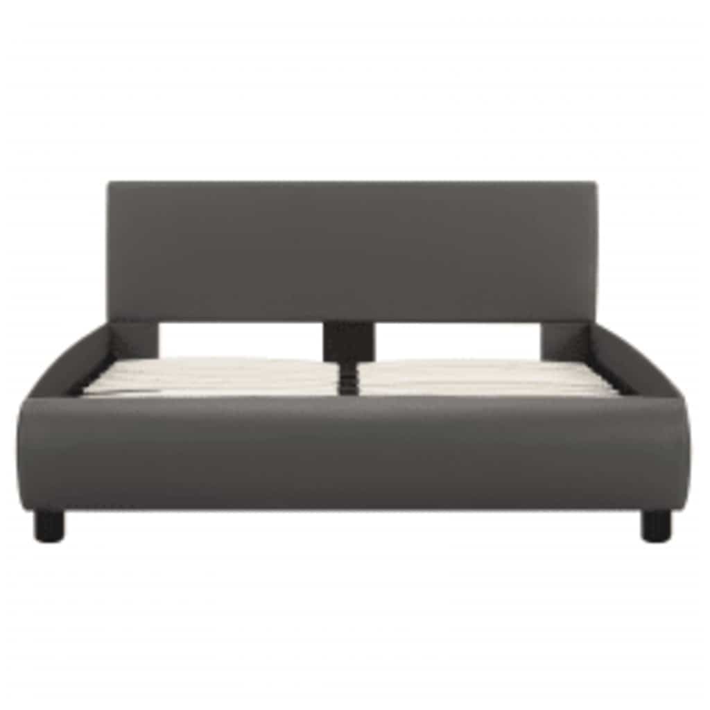Estrutura de cama com LED 140x200 cm couro artificial cinzento