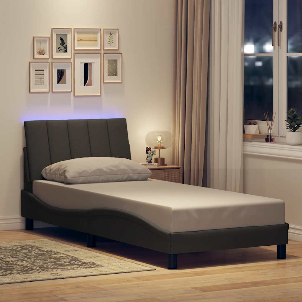 Estrutura de cama sem colchão hanko 90x190 cm tecido cinzento-escuro