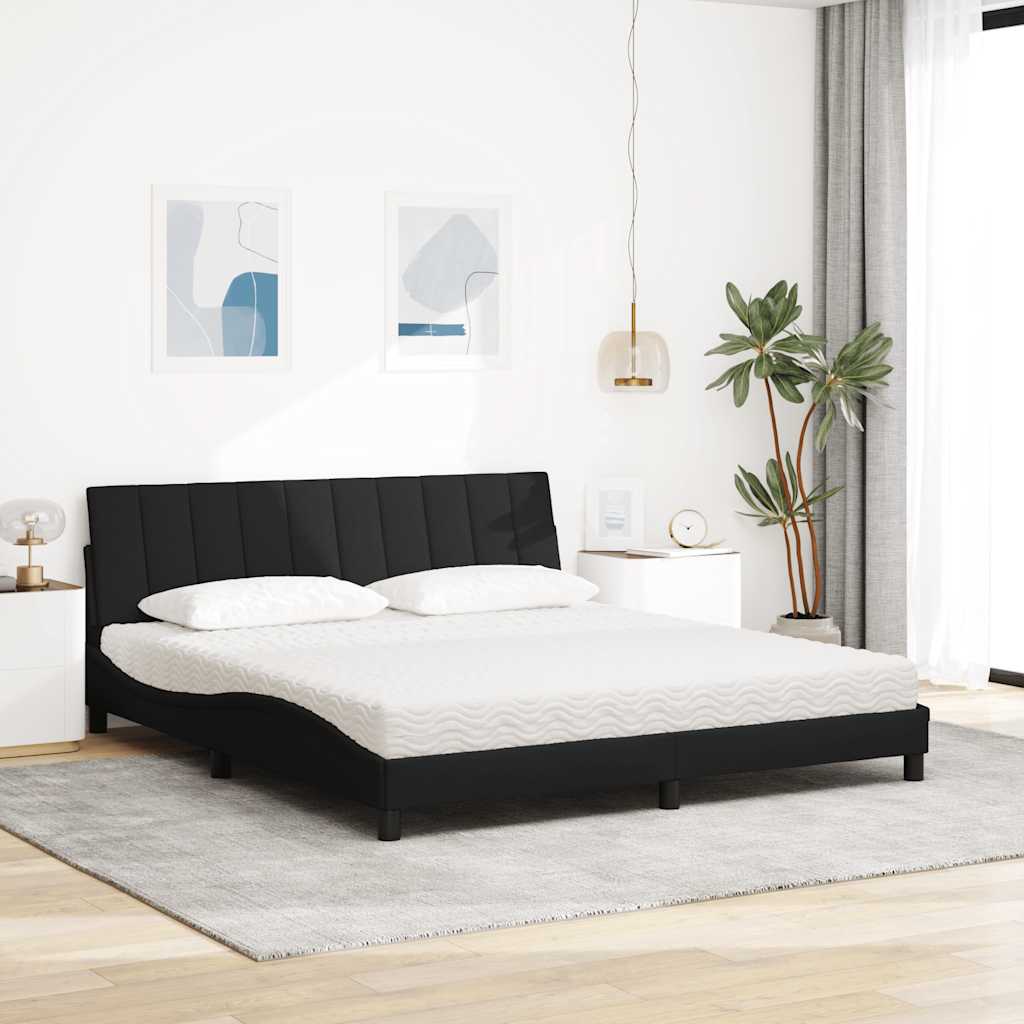 Cama com colchão hanko 180x200 cm tecido preto