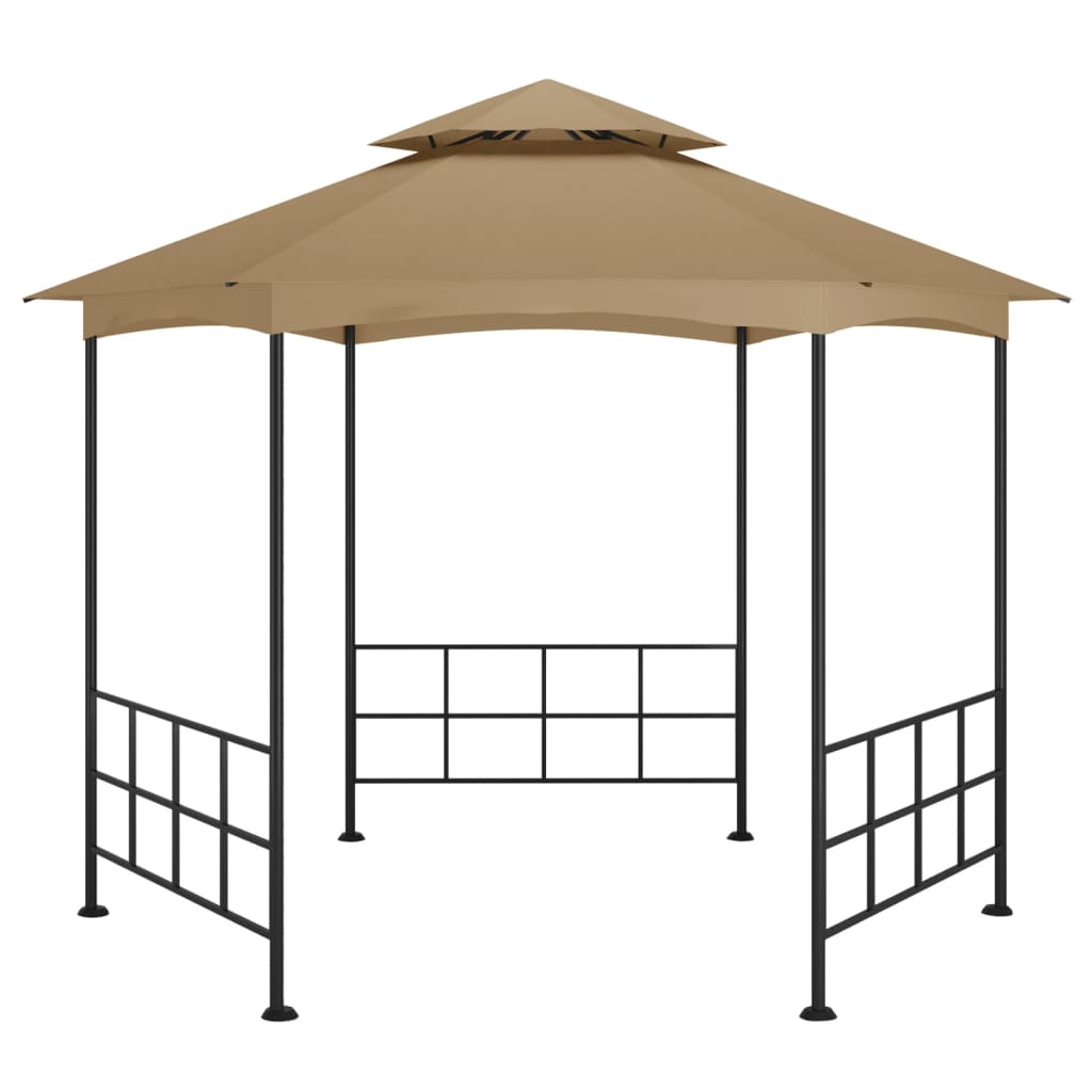 Gazebo com paredes laterais 3,1x2,7 m cinzento-acastanhado