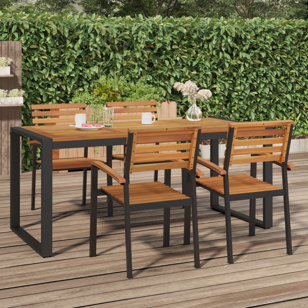 Mesa jardim c/ pernas em forma de u 180x90x75 cm acácia maciça
