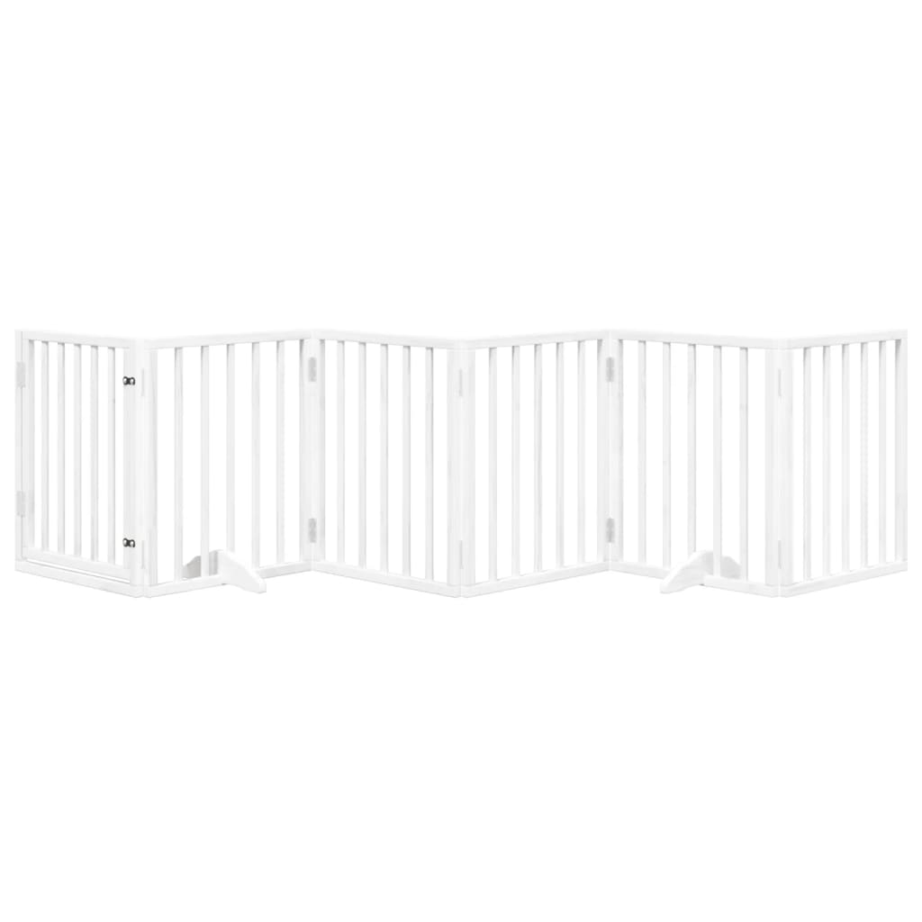 Portão p/ cães com porta dobrável 6 painéis 300 cm álamo branco