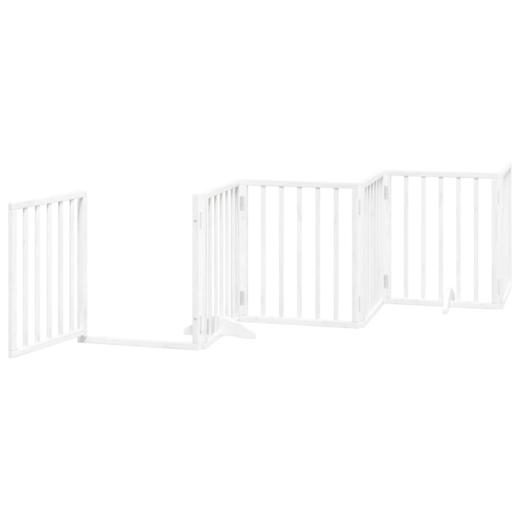 Portão p/ cães com porta dobrável 6 painéis 300 cm álamo branco