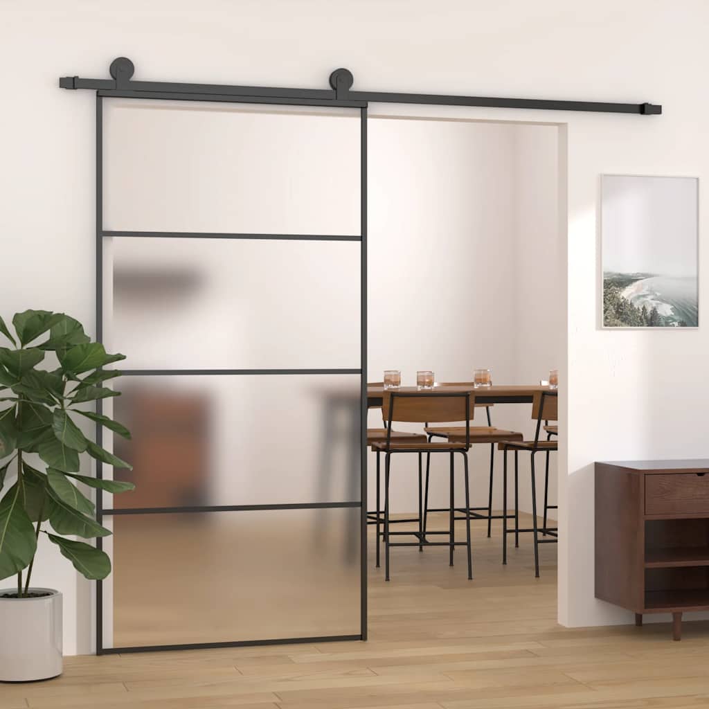 Porta deslizante vidro esg fosco e alumínio 102,5x205 cm preto
