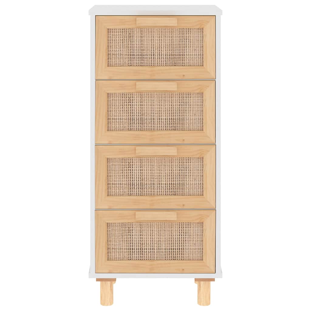 Aparador 40x30x90 cm madeira pinho maciça/vime natural branco