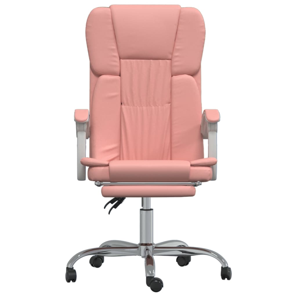 Cadeira de escritório reclinável couro artificial rosa