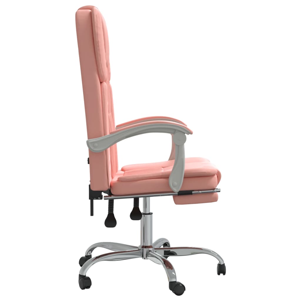 Cadeira de escritório reclinável couro artificial rosa