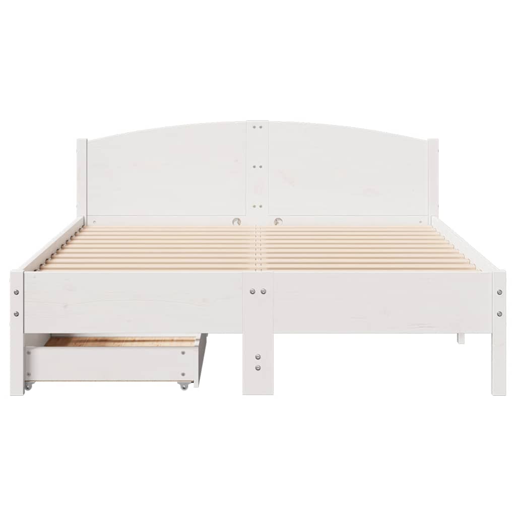 Cama sem colchão 140x200 cm madeira de pinho maciça branco