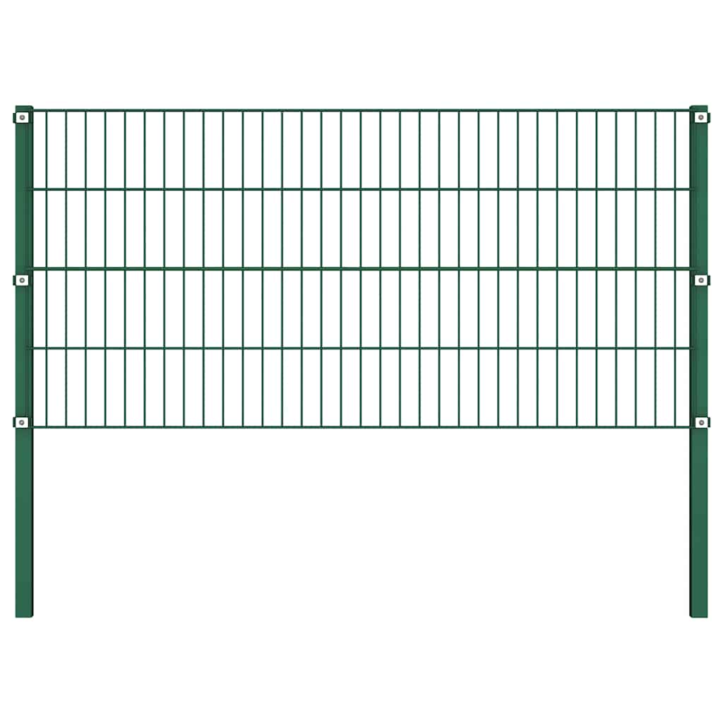 Painel de vedação com postes de ferro 1040x80 cm verde