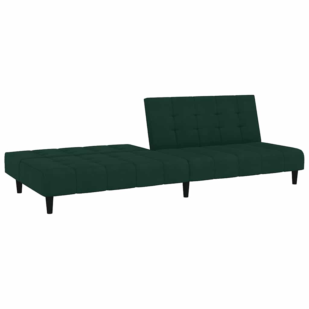 Sofá-cama de 2 lugares veludo verde-escuro