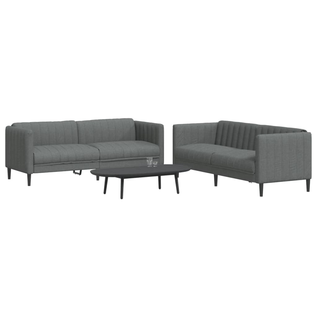 2 Pcs conjunto de sofás tecido cinzento-escuro