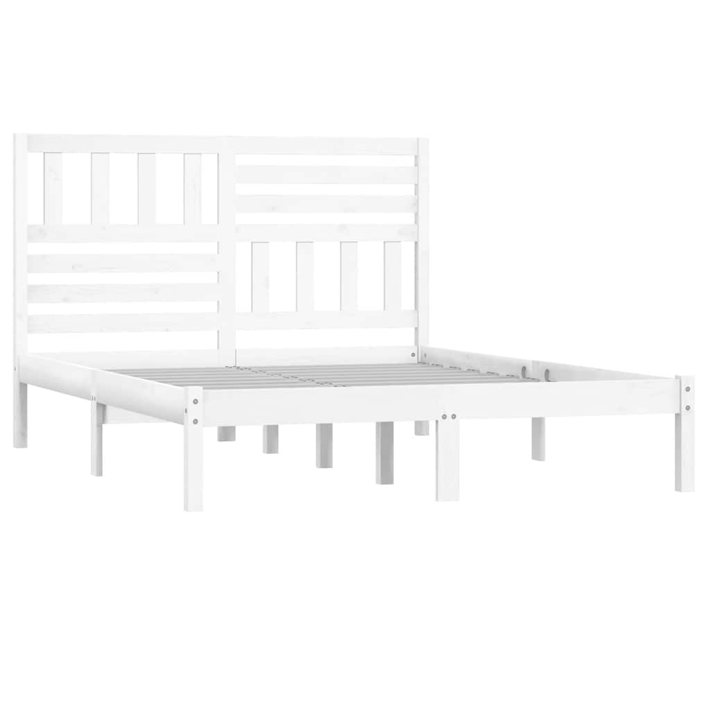 Estrutura de cama 140x200 cm madeira de pinho maciça branco