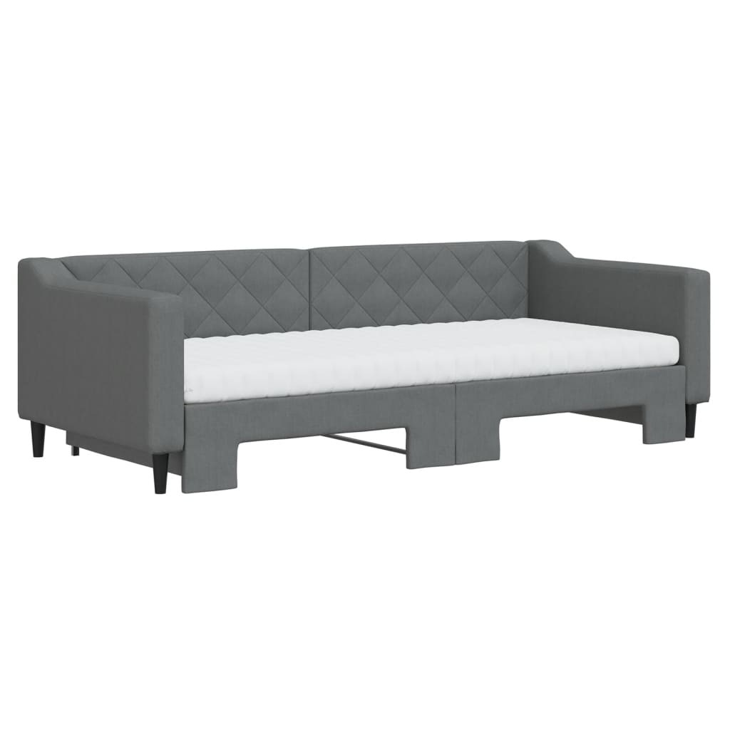 Sofá-cama c/ gavetão e colchões 90x200cm tecido cinzento-escuro