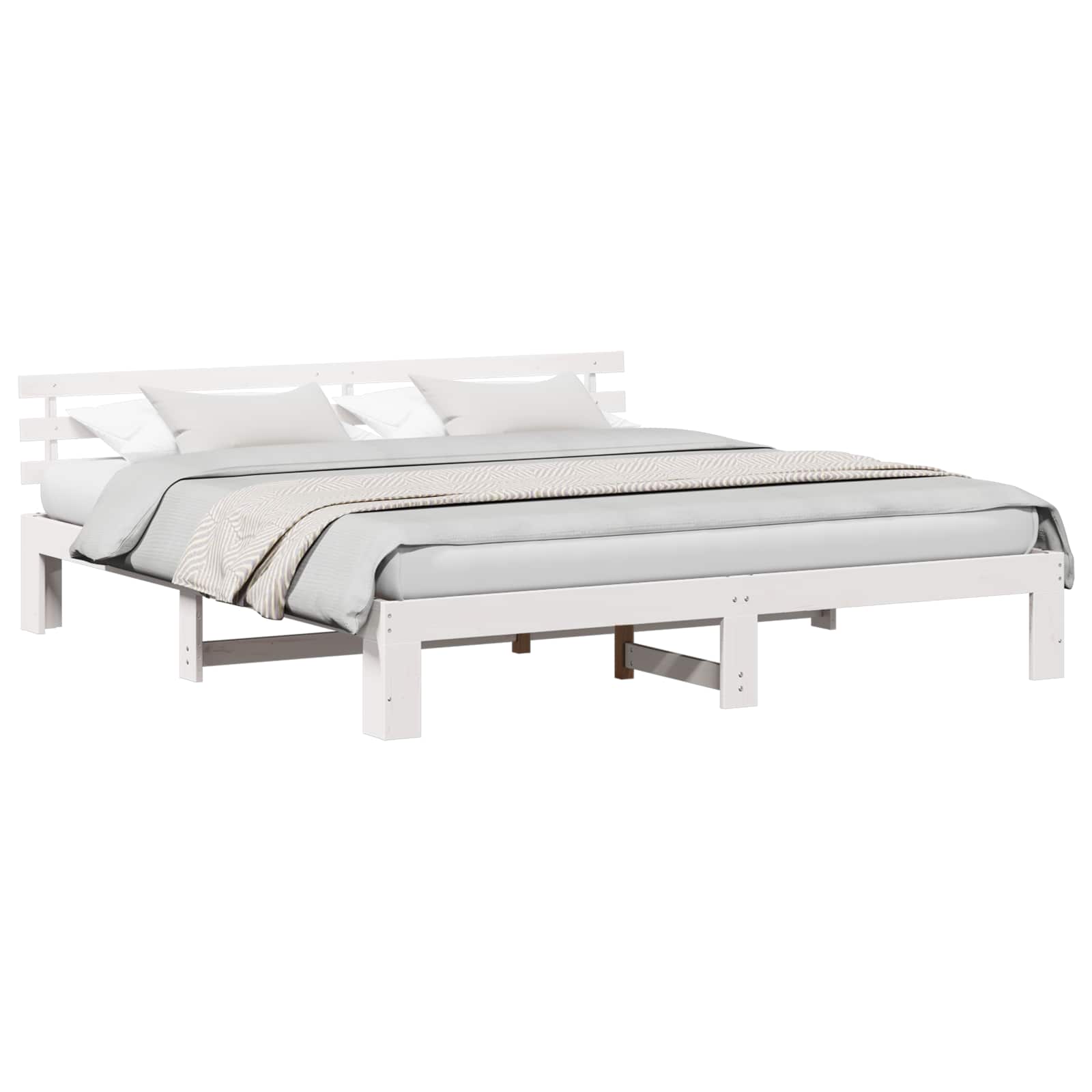 Estrutura da cama com cabeceira branco 200 x 200 cm