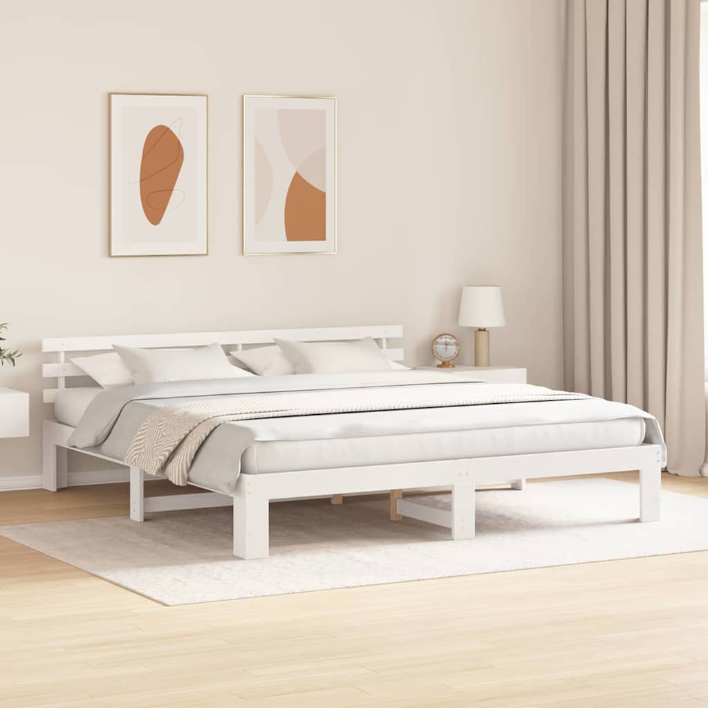 Estrutura da cama com cabeceira branco 200 x 200 cm