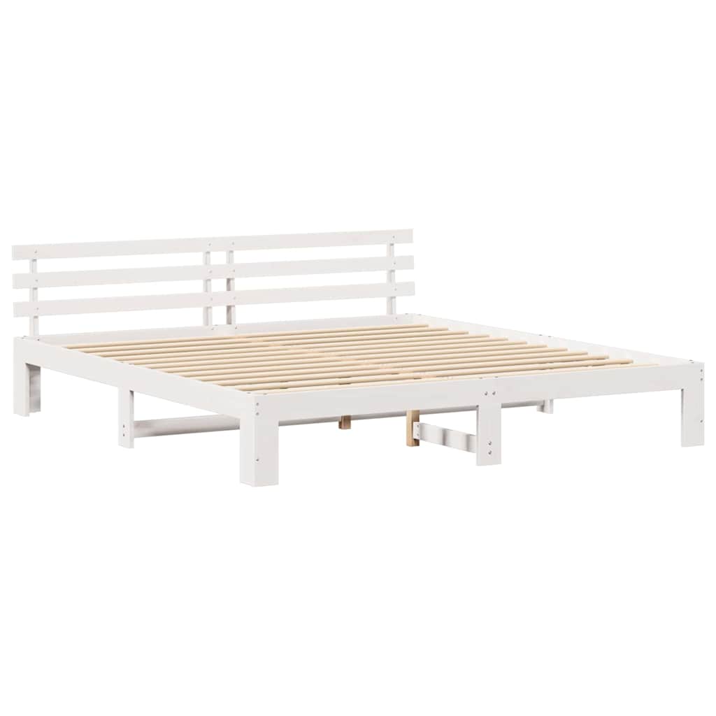 Estrutura da cama com cabeceira branco 200 x 200 cm