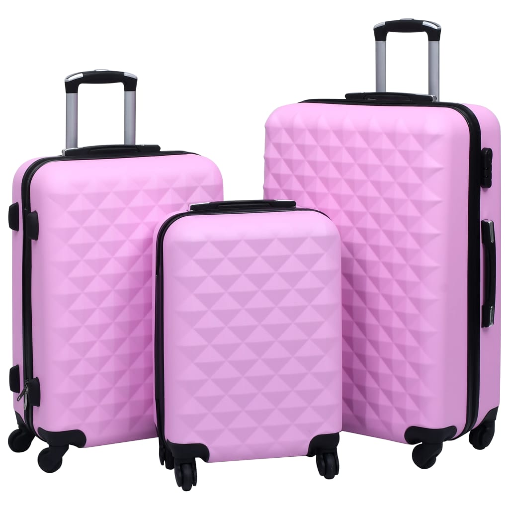 Conjunto de tróleis estojo rígido 3 pcs ABS rosa