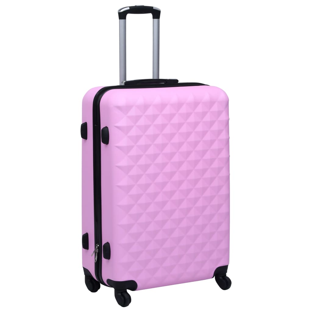 Conjunto de tróleis estojo rígido 3 pcs ABS rosa