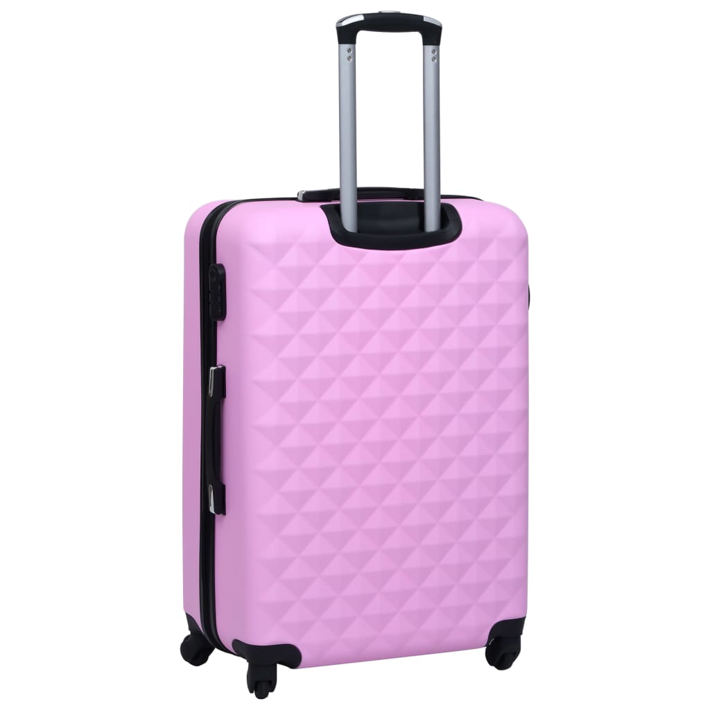 Conjunto de tróleis estojo rígido 3 pcs ABS rosa
