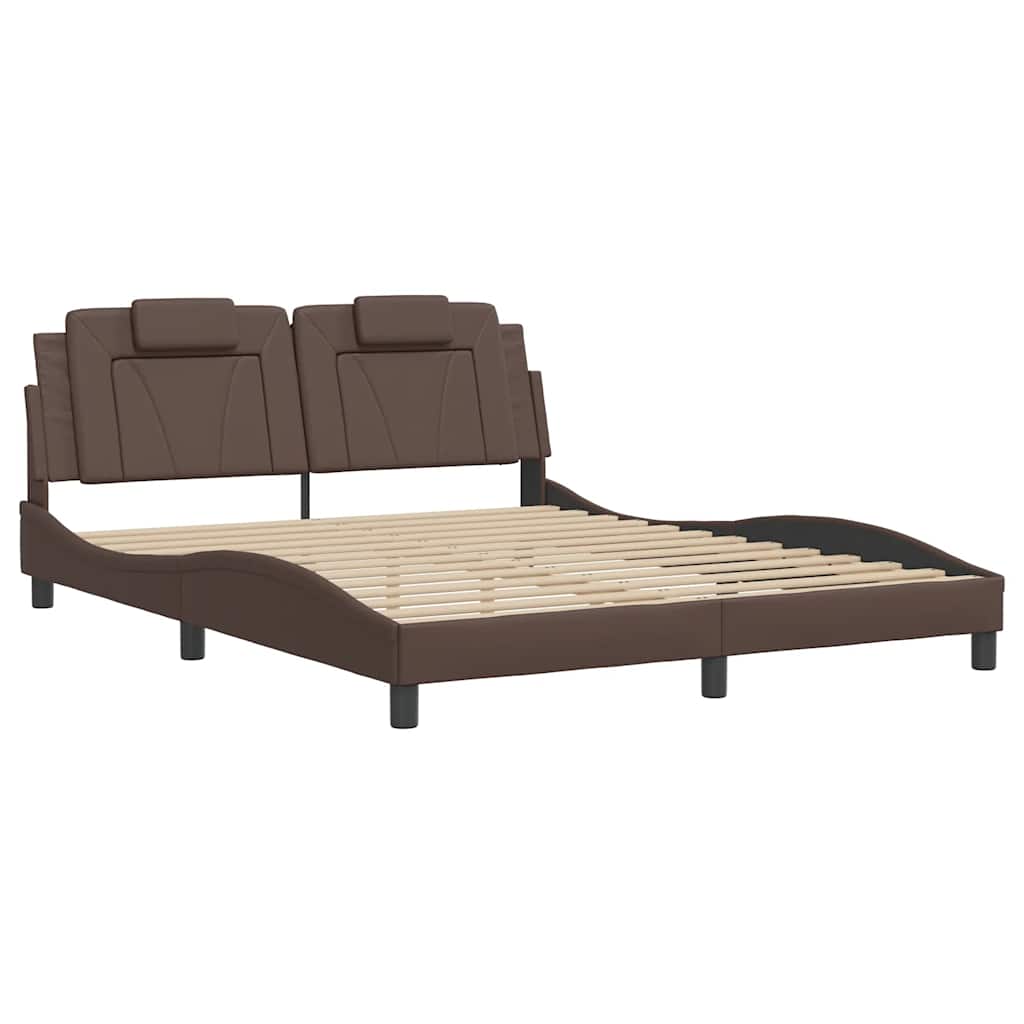 Estrutura de cama viana sem colchão 160x200cm couro artificial castanho