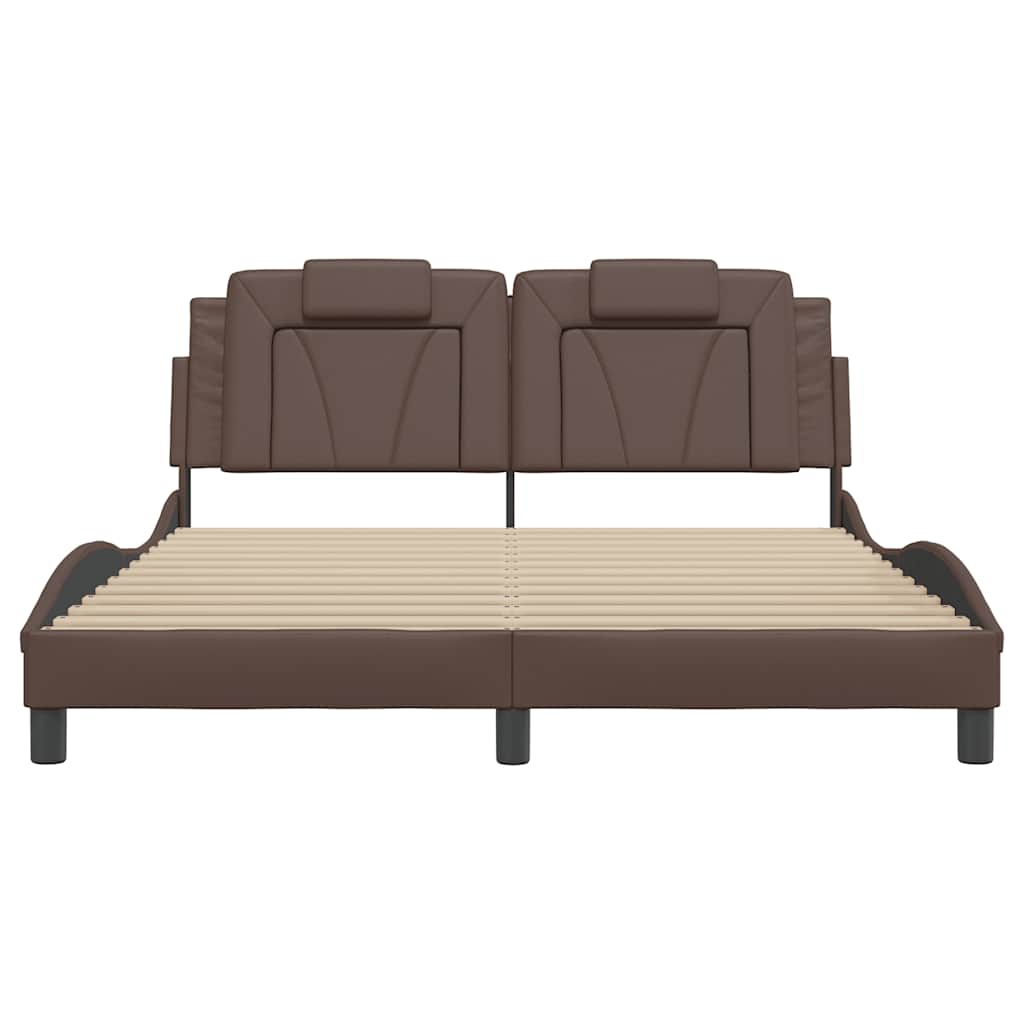 Estrutura de cama viana sem colchão 160x200cm couro artificial castanho