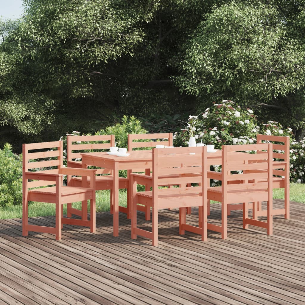 7 Pcs conj. jantar p/ jardim madeira de douglas maciça