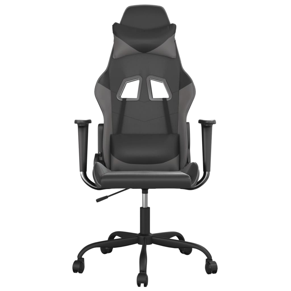 Cadeira gaming massagens couro artificial preto e cinzento