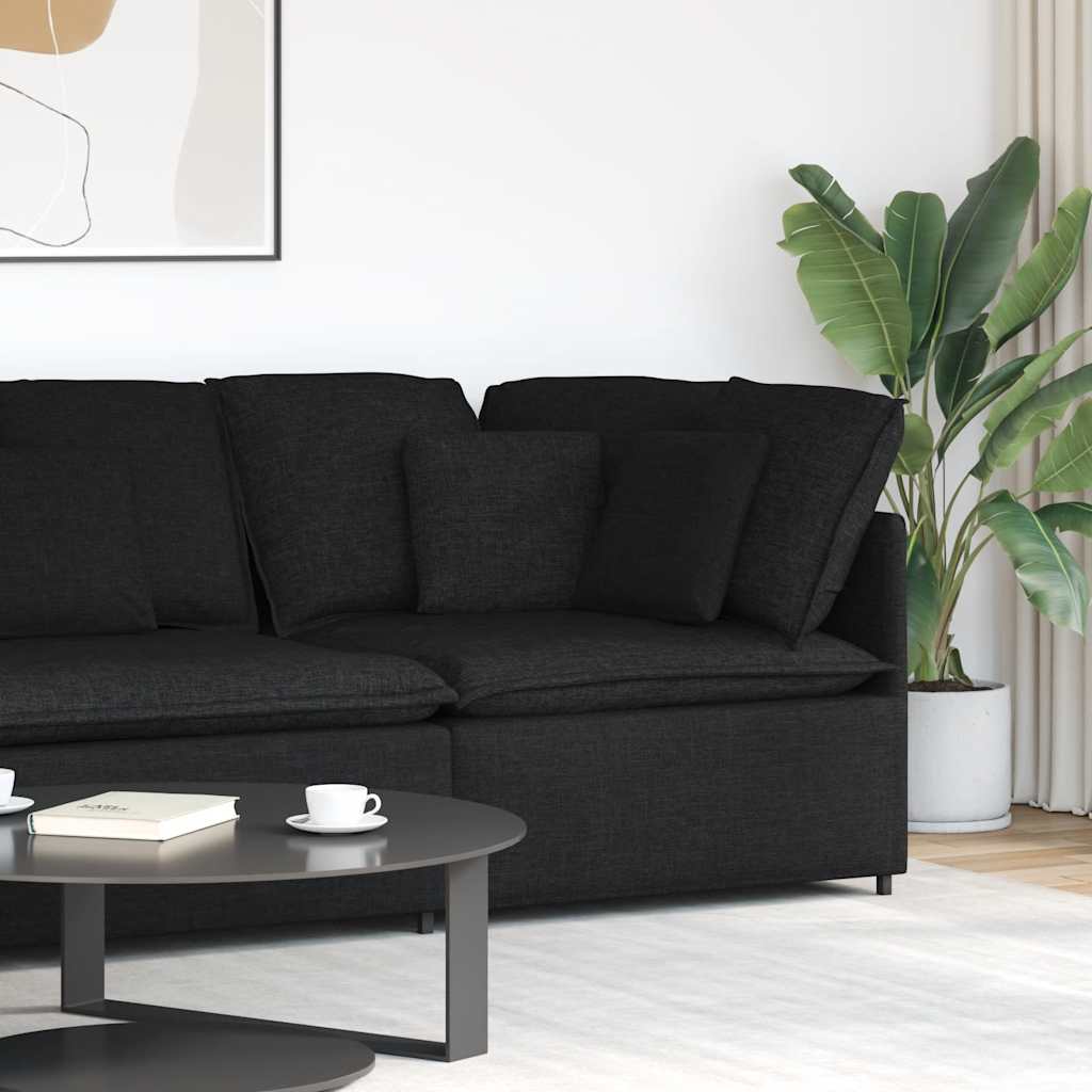 Módulo de canto para sofá modular com almofadas, preto, 100 cm