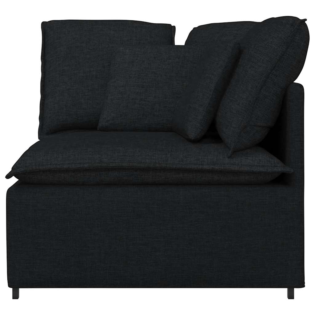 Módulo de canto para sofá modular com almofadas, preto, 100 cm