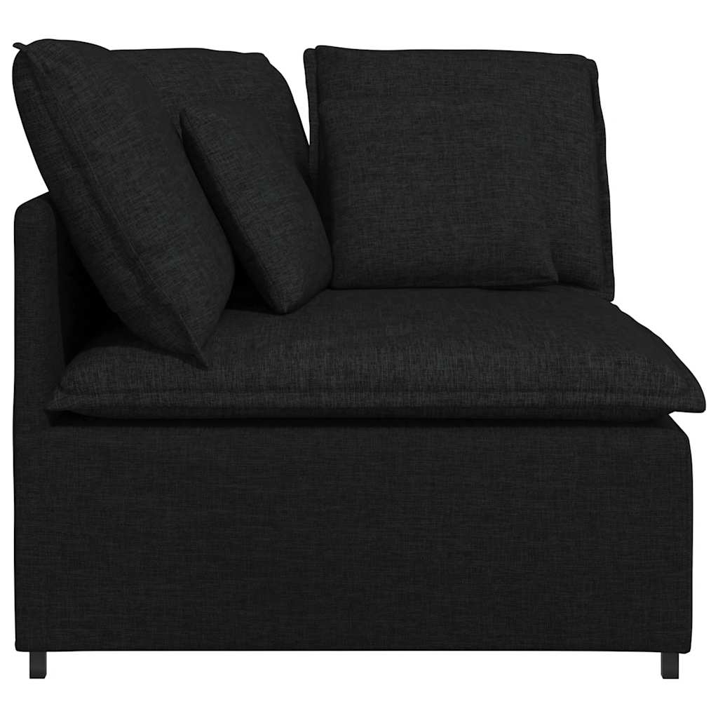 Módulo de canto para sofá modular com almofadas, preto, 100 cm