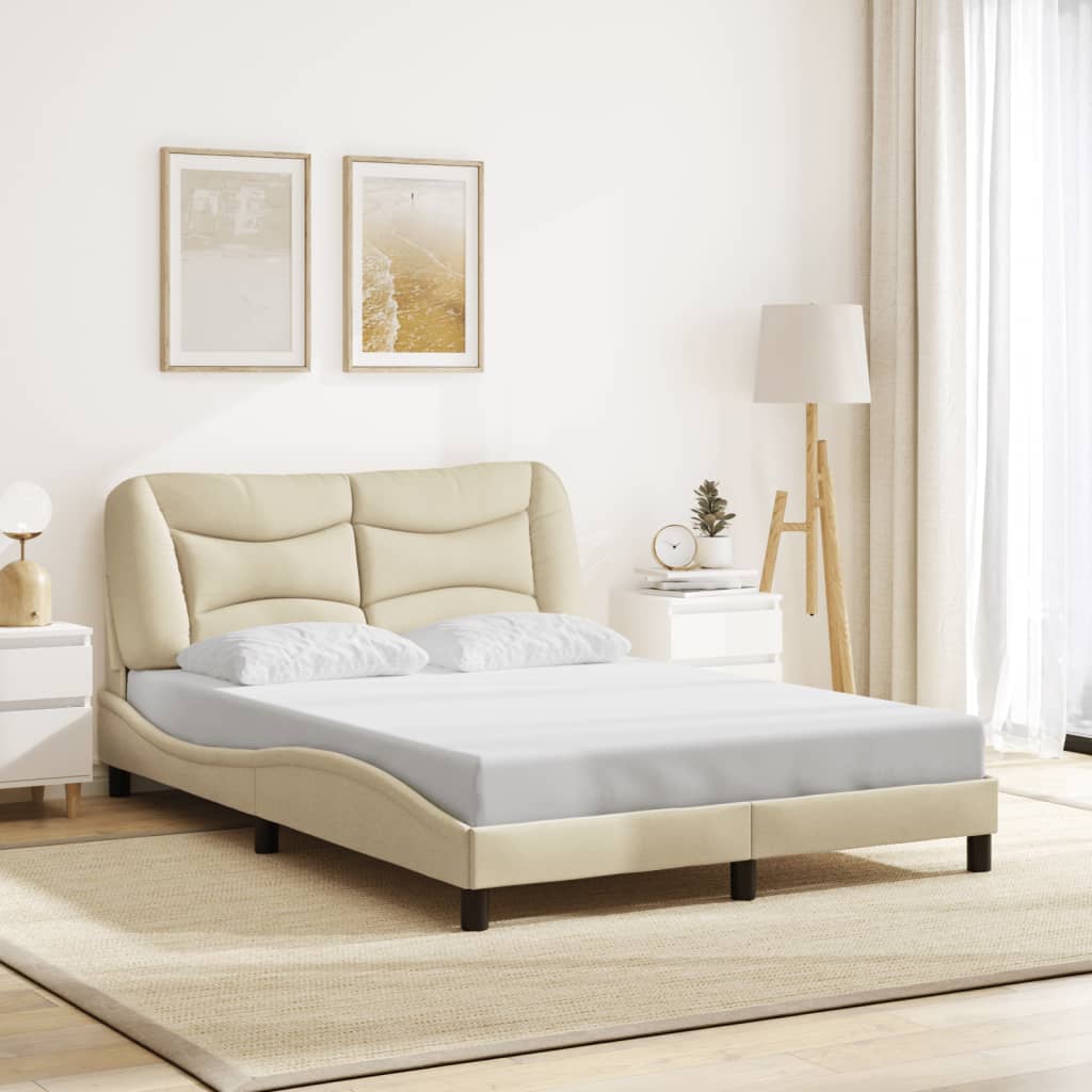 Estrutura de cama com LED sem colchão hvar 140x190 cm tecido creme