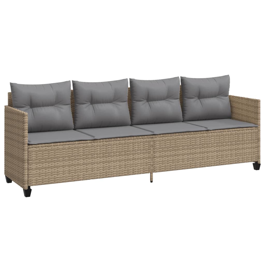 5 Pcs conjunto de sofás p/ jardim com almofadões vime PE bege