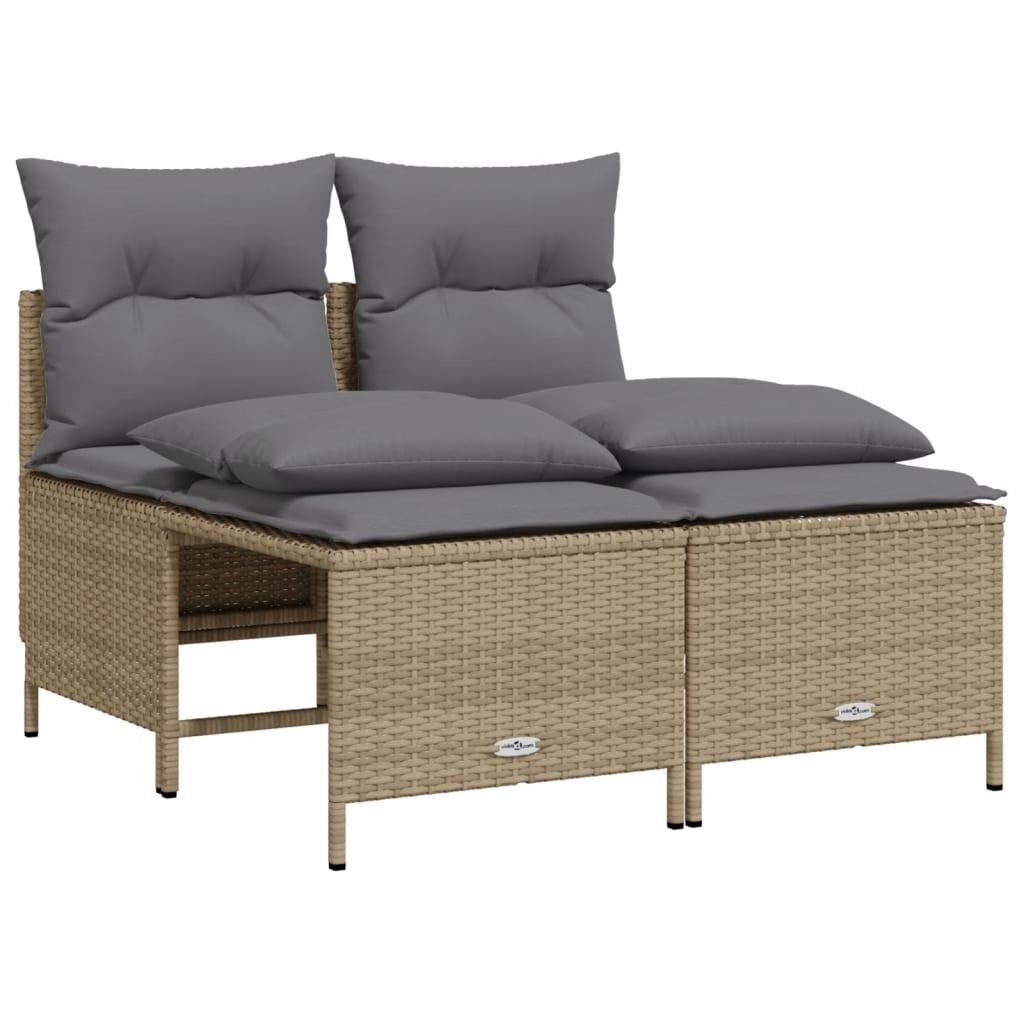 5 Pcs conjunto de sofás p/ jardim com almofadões vime PE bege