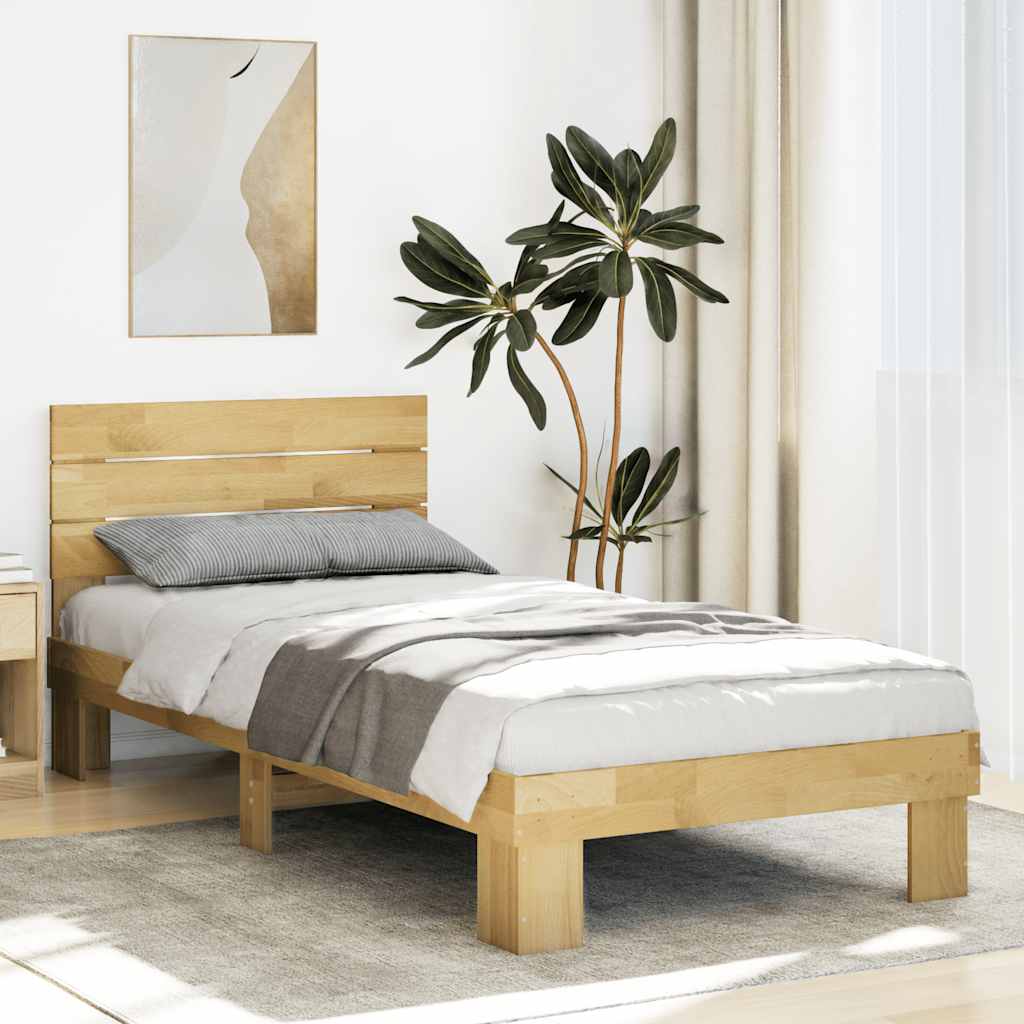 Estrutura cama cabeceira sem colchão 75x190 cm maciça carvalho