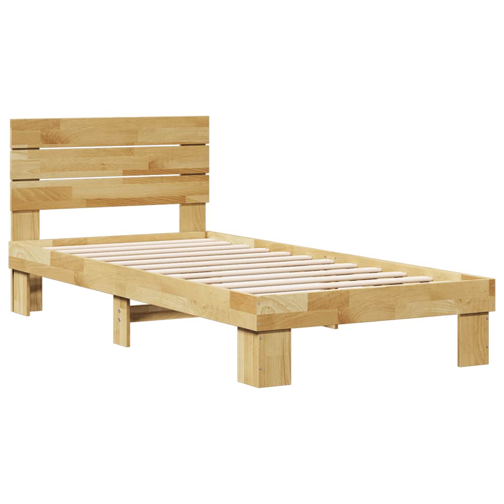 Estrutura cama cabeceira sem colchão 75x190 cm maciça carvalho
