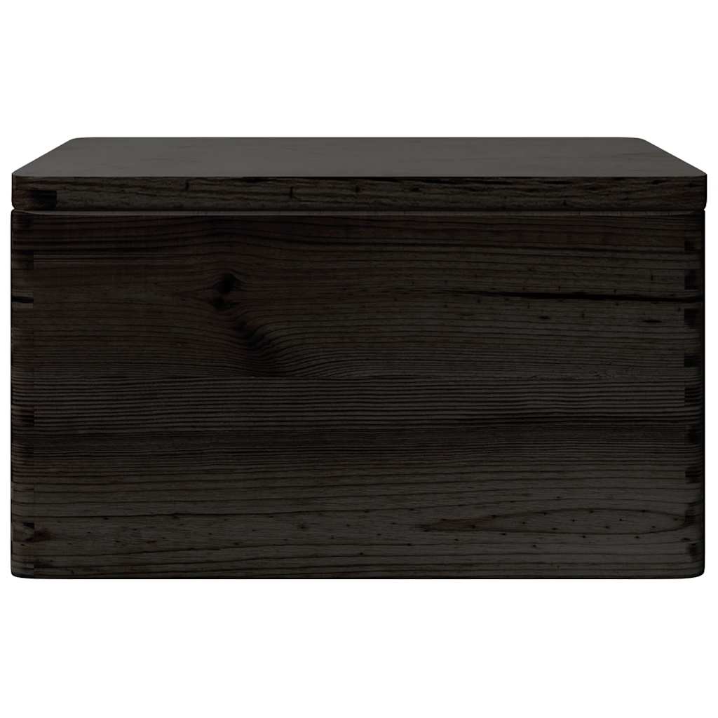 Caixa madeira tampa pegas preta 40x30x23cm pinho madeira maciça