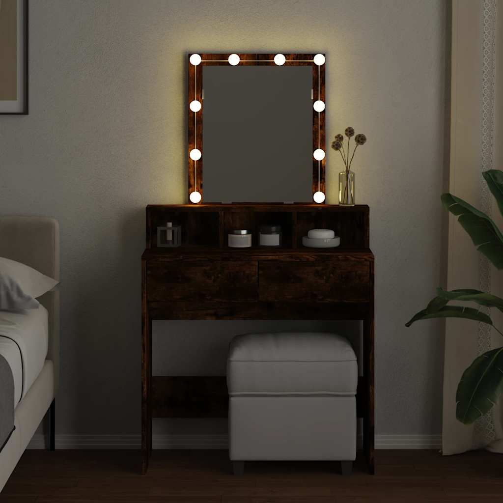 Toucador com LED 80x41x144,5 cm cor carvalho fumado