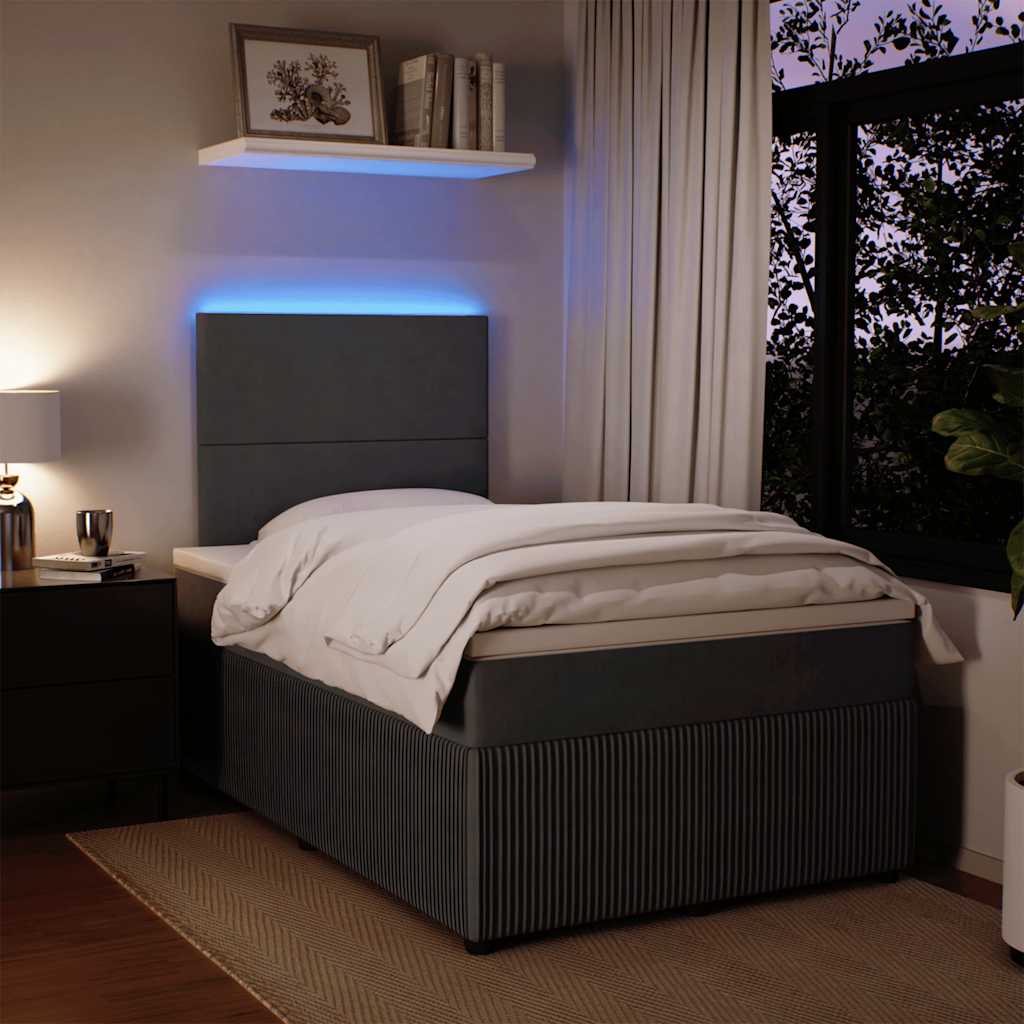 Cama boxspring com colchão 120x200 cm veludo cinzento-escuro