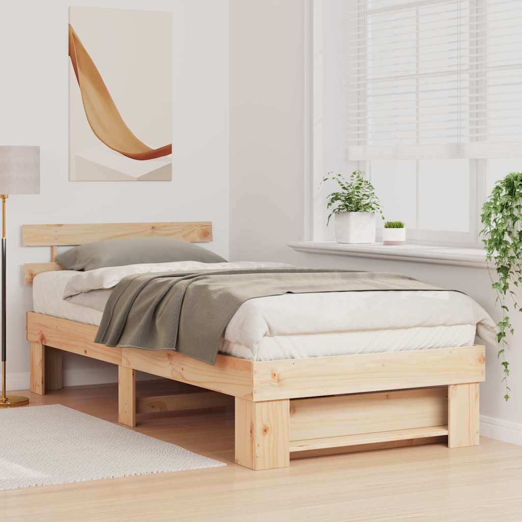 Estrutura da cama com cabeceira castanho 80 x 200 cm