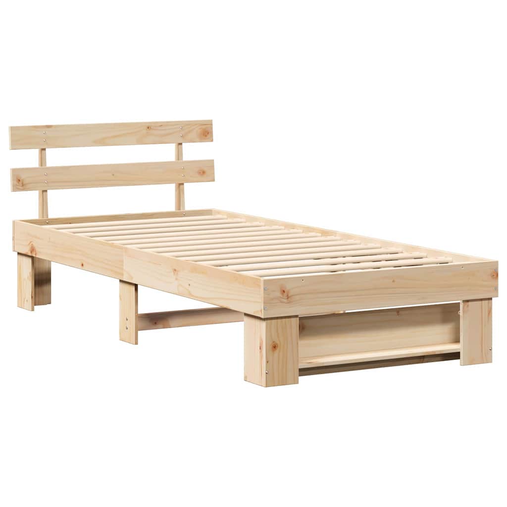 Estrutura da cama com cabeceira castanho 80 x 200 cm