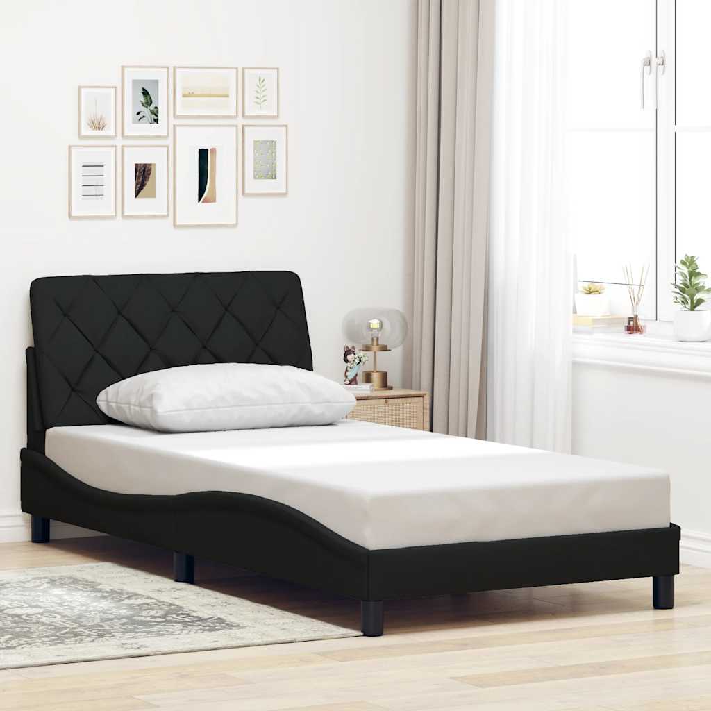 Estrutura de cama sem colchão 100x200 cm tecido preto