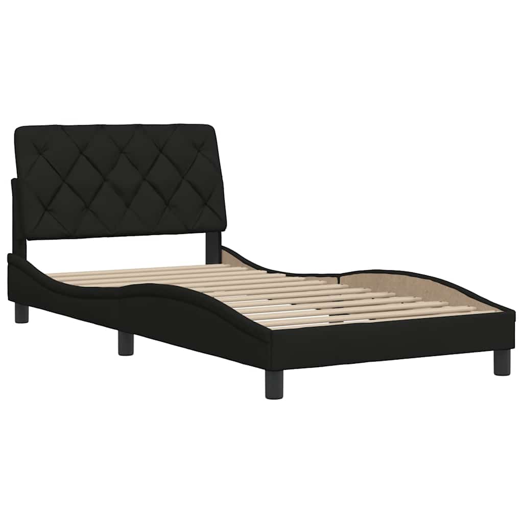 Estrutura de cama sem colchão 100x200 cm tecido preto